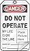 Accuform MDT027LPP RP-Plastic Safety Tag, Legend "Danger DO NOT Operate My Life is ON The LINE", 5.75" Length x 3.25" Width x 0.015" Thickness, Red/Black on White (Pack of 25)