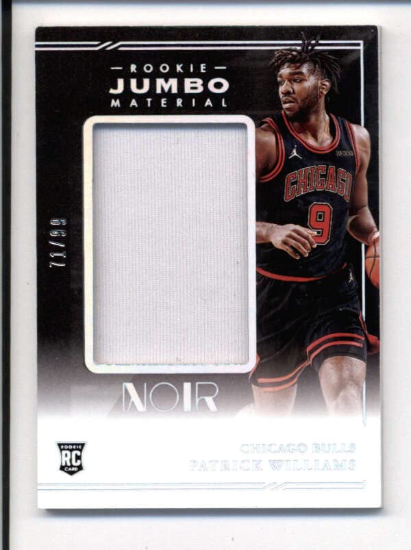 PATRICK WILLIAMS 2020/21 PANINI NOIR JUMBO MATERIAL ROOKIE JERSEY #71/99 BC3155