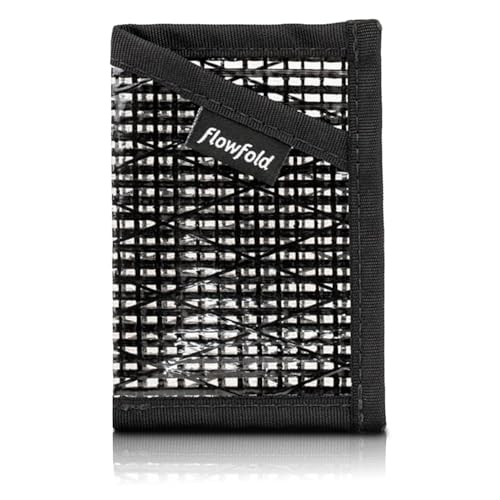 Flowfold Recycled Sailcloth Minimalist Card Holder Wallet | Slim and Durable with Cash pocket and Credit Card Slot | Minimalist Wallet Made in USA Holds 6-8 Cards