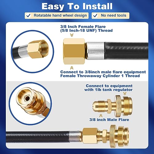 Wadeo 12 Ft Propane Quick Connect Hose For Rv To Gas Grill thumb #2
