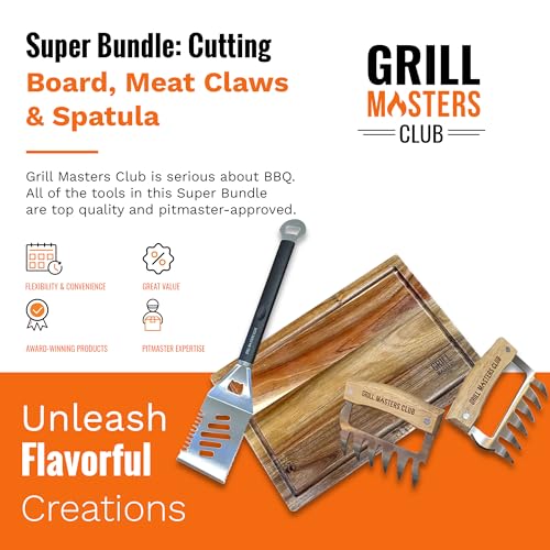 Pack Grill Masters Club: Tabla de Cortar de Madera, Garras para Carnes y Espátula para Parrilla, Regalos para Amantes de la Barbacoa miniatura 2