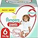 Pampers Couches-Culottes Taille 6 (15+ kg), Premium Protection, 116 Couches-Culottes Bébé, Pack 1 Mois, Notre N°1 Pour La Protection Des Peaux Sensibles