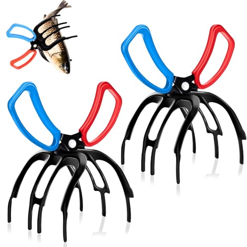 2 PCS 3 Claw Fish Gripper, Metal Fishing Pliers Gripper, Fish Control Clamp Claw Tong Grip Tackle...