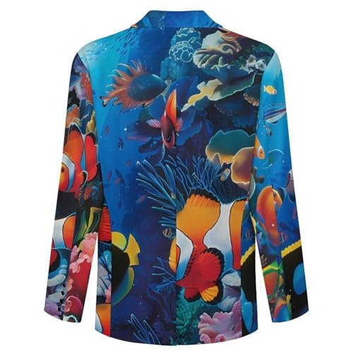 Tropical Fish Ocean Coral Reef Casual Suits Jackets for Men Two Buttons Business Coat Wedding Dinner Party4