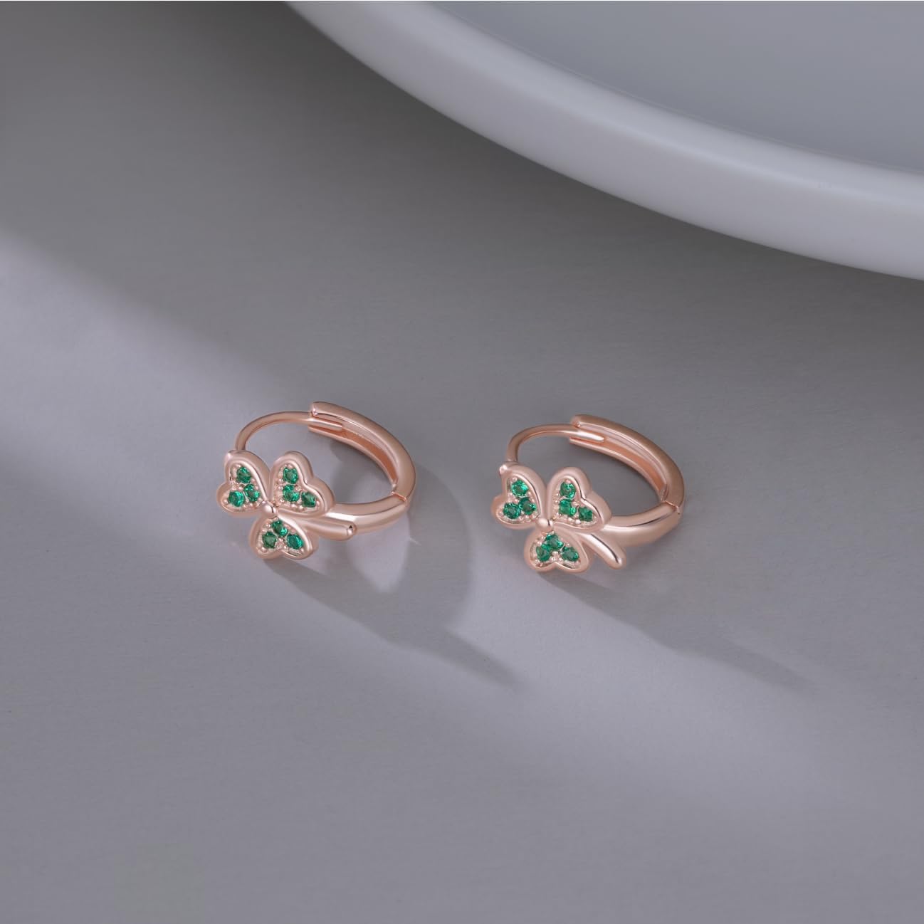 SLUYNZ 925 Sterling Silver Green Love Clover Hoop Earrings for Women Teens Irish Shamrock Huggie Earrings for Summer