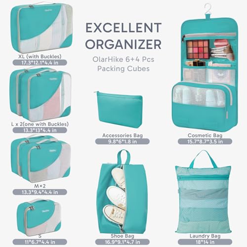 Image of OlarHike 10 Set Packing Cubes for Travel,Gifts for Women Mom,Anti-Tearing Suitcase Organizer,with Over 1000 pcs Mesh Holes,Vacation Essentials & Accessories for Cruise Ship