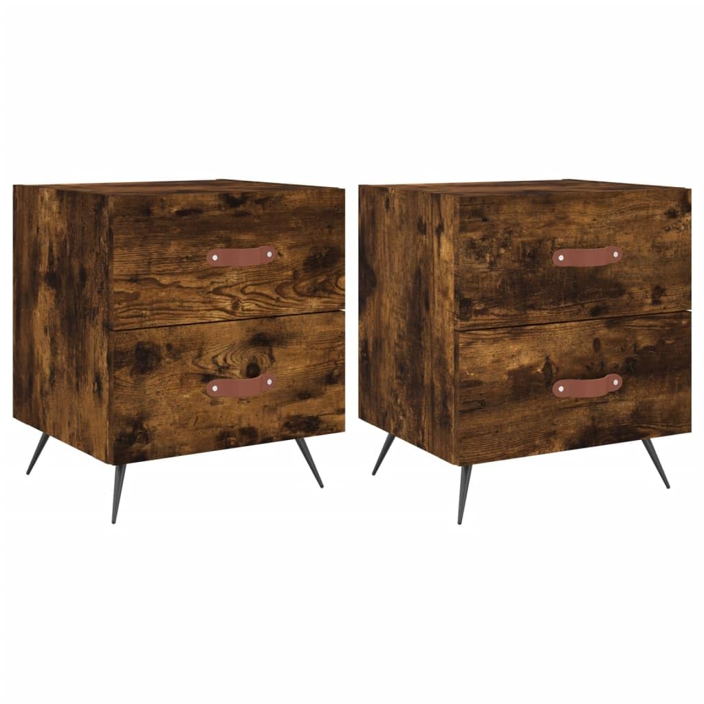 Table de Nuit en Bois Chêne Fumé pour une Chambre Moderne et Cosy - Lot de 2