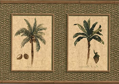 Concord Wallcoverings TK6246 - Papel pintado, diseño de fronteras de naturaleza, marcos de bambú para sala de estar, color verde marrón, amarillo pastel, 10.5 pulgadas por 15 pies Cover