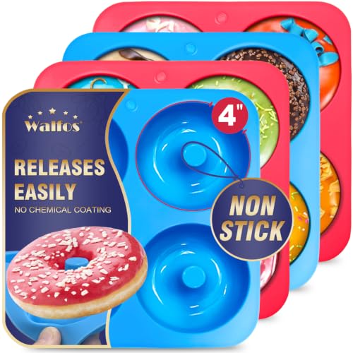 Walfos Full Size Silicone Donut Mold - 4In Donut Pan Big Siz...