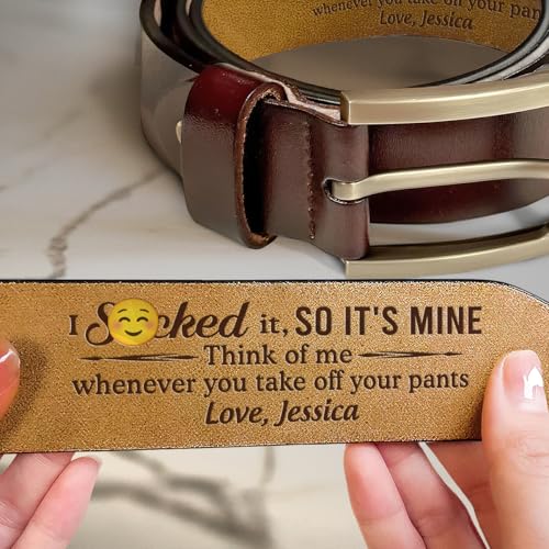 Think Of Me Whenever You Take Off Your Pants, Personalized Engraved Leather Belt, Anniversary Birthday Gifts For Boyfriend, Husband Gifts From Wife, Custom Leather Belt For Men2