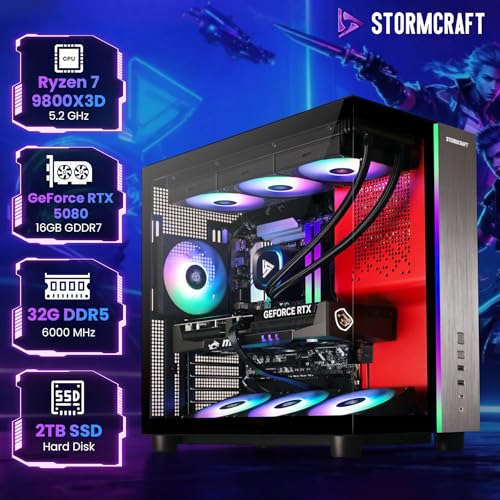 Image of STORMCRAFT Phantom RTX 5080 Gaming PC Ryzen 7 9800X3D 32GB DDR5 2TB SSD