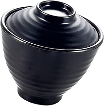 VICASKY Tigela De Sopa De Microondas Com Tampa Ceramica Japonesa Ramen Bacia Melamina Macarr?o Sopa Tigela de Mistura Bacia de Arroz Bacia Com Tampa (Preto) Tigelas De Sopa Com Tampas