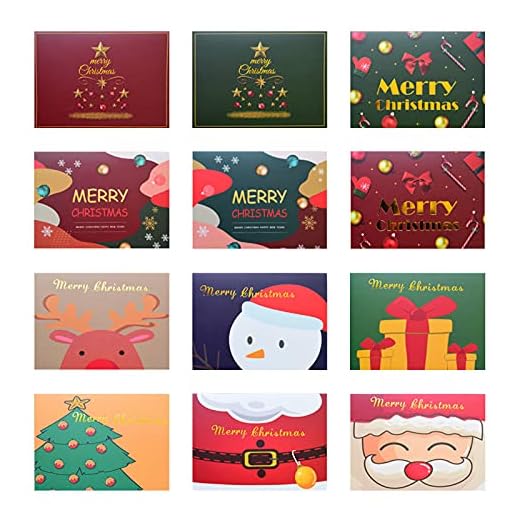 LxwSin Julgratulationskort, julkort, julkort, julkort, 12-pack, god jul gratulationskort med kuvert och klistermärken, 11,5 x 8,5 cm