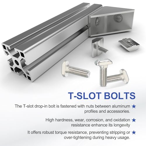 Image of PATIKIL M8 x 23 mm Thread T-Slot Bolts, 20 Pcs Drop-in Bolt Hammer Head T-Bolt Standard 8 mm Sliding Screw Stud for 40 Series Aluminum Extrusion Profile, Silver
