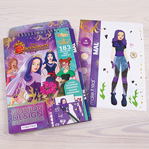 Disney Descendants Royal Wedding Fashion Design Sketchbook for Girls - Create Stunning Wedding-Themed Fashions with 183 Stickers, Stencils, Design Guide - Gift for Ages 8+, Develops Real-World Skills - image 4