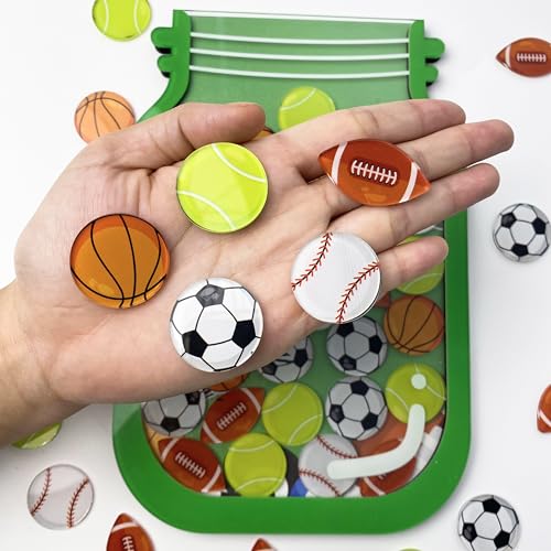 Image of Personalized Sports Magnetic Reward Jar Football, Basketball, Rugby, Baseball, Tennis Tokens Kids Potty Training Behavior Chart Toddlers Classroom Management Tools Back to School Gifts