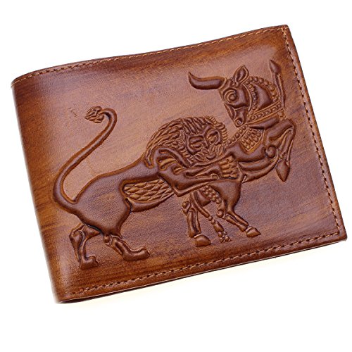 Genuine Leather Farvahar Winged Lion Men Wallet Iranian Persian Art2