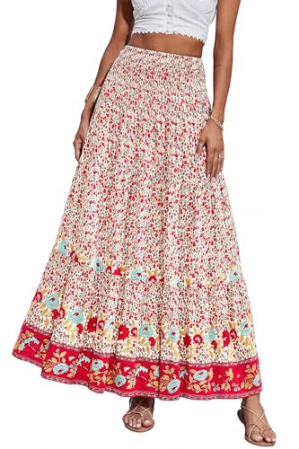 Image of CFLONGE Summer Maxi Skirts for Women 2026 Trendy Floral A Line Boho Skirt