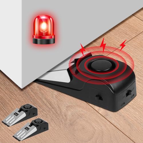 Flintronic Türstopper Alarm, 2 Stück Alarm Türstopper Türalarm Einbruchschutz 120dB, Tür Sicherheit Einstellbares Doppelschutz, Sicherheitsgerät für Zuhause, Hotel und Reisen, (Batterien nicht im)