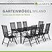 Juskys Aluminium Gartengarnitur Milano 8+1-8 Hochlehner Stühle verstellbar & klappbar mit Tisch - Gartenmöbel Set 9-teilig wetterfest - Grau
