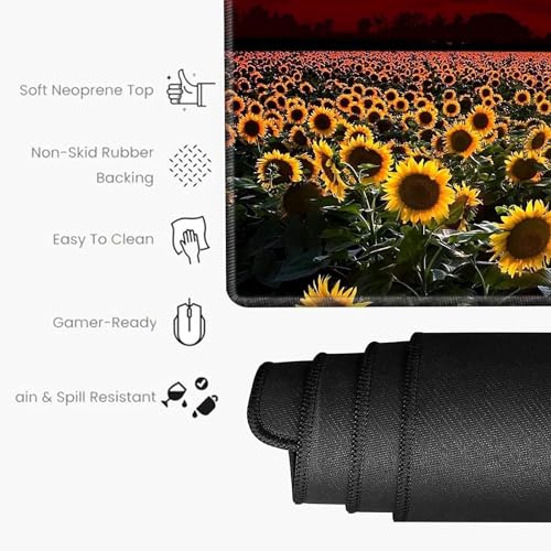 Image of XXXL Mouse Pad Gaming 48x24 Extra Large Mousepad Huge Full Desk Mat Oversized Desk Pad Sunflower Sunset Marble Mouse Mat Giant Computer Mat for Protector Desktop