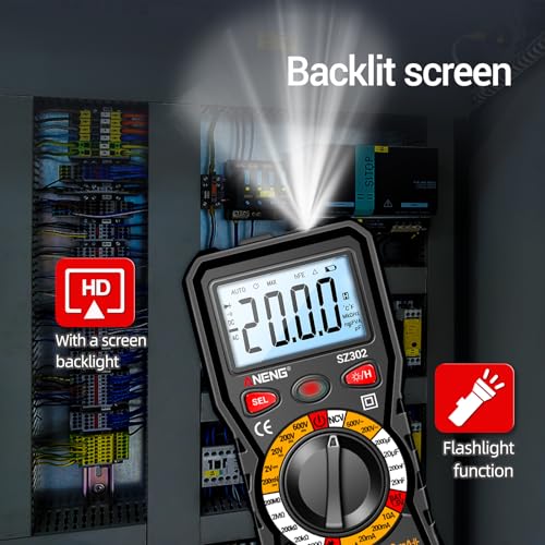 Image of ANENG Multimeter with Backlit LCD,Ohm Volt Amp Meter,Non Contact Voltage Tester Measures DC AC Voltage,Current,NCV,Resistance,Capacitance,Diodes,Flashlight Electric Tools for Automotive Battery Test
