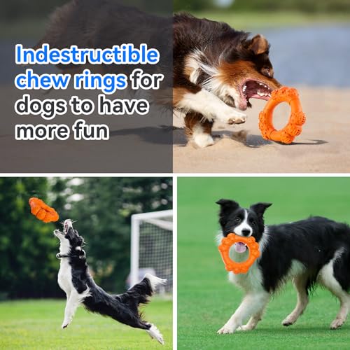 Indestructible Chew Toys for Aggressive Medium Large Dogs - Puppy Teething Rings, Interactive & Heavy Duty