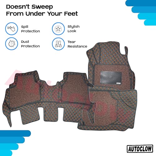 Image of Autoclow /Premium 7D Car Mat for Maruti Suzuki WagonR (Model: 2013-2018) || Luxury Leather Full-Stitch 7D Car Mat Full Set || 100% Waterproof || Color : TAN Stitch-TAN Grass (Design-1)