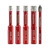 FOCSTOL Set Punte Trapano Diamantate - 4 pezzi 6/6/8/10mm Sega a Tazza Diamantata+1 pezzo 6mm Trapano al Carburo con Gambo Triangolare per Gres Porcellanato Ceramica Granito Marmo