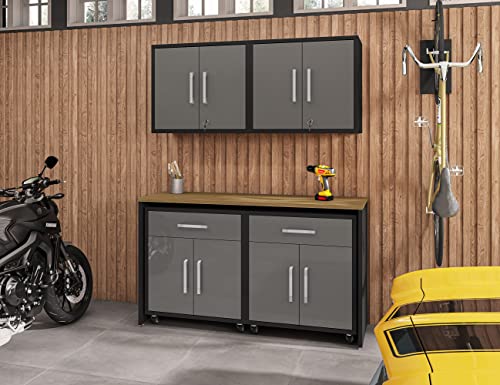 Image of Manhattan Comfort Eiffel Garage Cabinets and Storage System, Set of 5, Grey