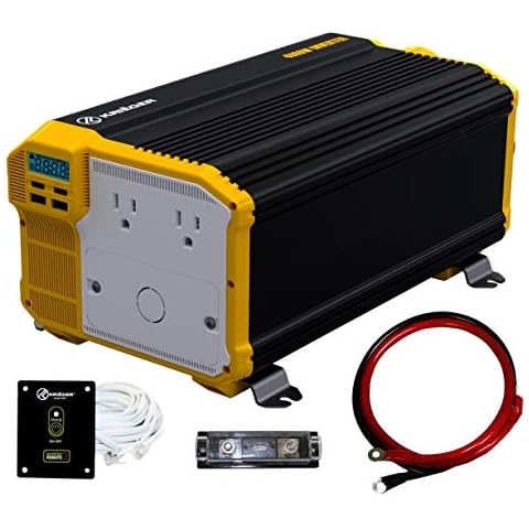 KRIËGER 12V Power Inverter Dual 110V AC outlets, Installation kit Included, Automotive Back up Power Supply for Blenders, vacuums, Power Tools MET Approved According to UL and CSA (4000 Watt) Cover