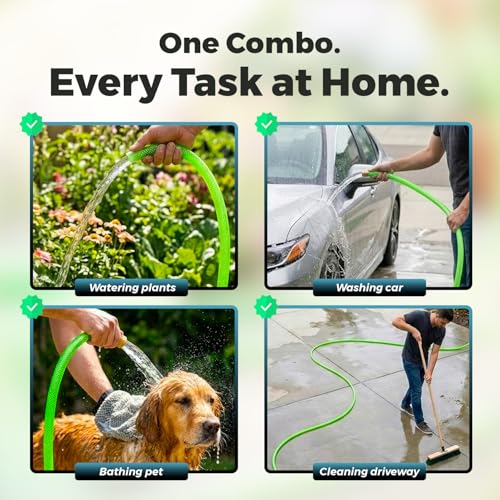 Image of Prayag Garden Pipe 15 Meter(49.21 Feet) | Flexible PVC Water Hose Pipe for Gardening, Car Wash & Home Cleaning | Lightweight & Durable, Braided - Green(15Meter, 1 Inch)