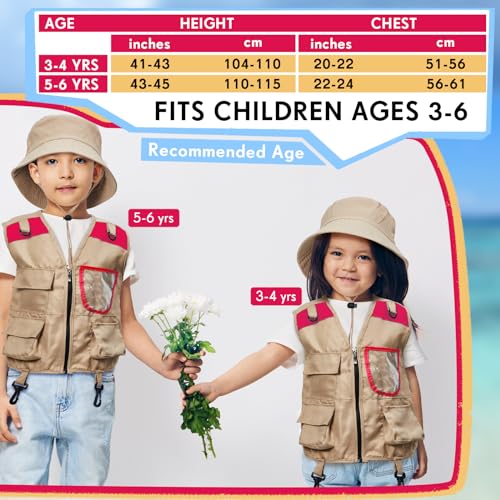 Image of Ramede Kids Safari Explorer Vest and Hat Explorer Costume | for Fishing Adventures Camping Boy Girls Cosplay