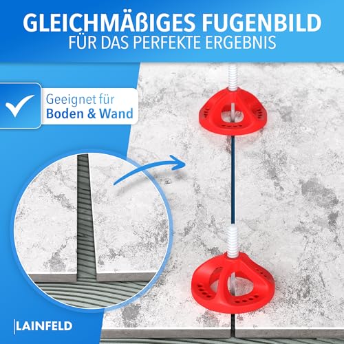 LAINFELD Fliesen Nivelliersystem | 3mm Fugenbreite | Abstandshalter zum Fliesen Legen | Fliesenverlegehilfe Fliesenleger Werkzeug Fliesenkreuz 3 mm
