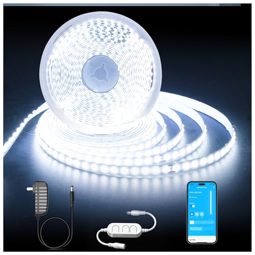 Image of DAYBETTER 16.4FT Dimmable COB led Strip Light, High Brightness led Lights, 6500K Bright Daylight White, 24V, 140 LEDs, Flexible LED Tape Light Suitable for Bedroom, Kitchen, and DIY Home Decoration