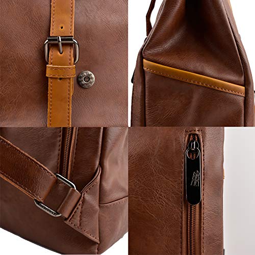 DokinReich Vintage Rucksack Wanderrucksack Retro Laptoprucksack Hiking Backpack Damen Herren Schultertasche Rucksack Für Camping Reise Geeignet, L, Braun