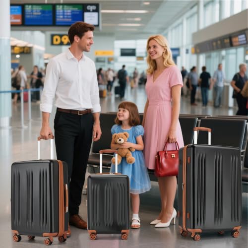 Image of Kono 3 Piece Expandable Luggage Set with Spinner Wheels Hardshell