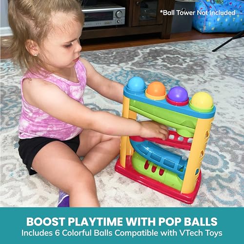 Multi-Colored Replacement Ball Set for VTech Pop-a-Balls Push and Pop Bulldozer Toy | Vibrant, Colorful Balls Compatible with Vtech Bulldozer Ball Popper Toy | 6 Ball Set