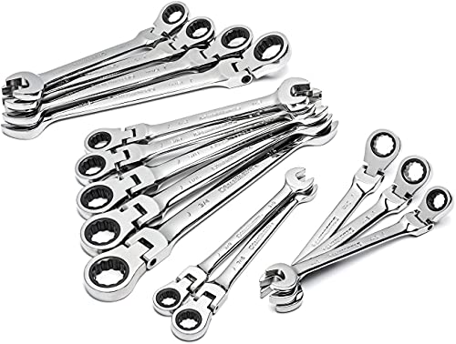 Image of GEARWRENCH 14 Pc. 12 Pt. Flex Head Ratcehting Combination Wrench Set, SAE /Metric - 85141