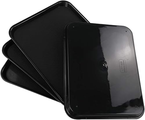 Miniatura 8 de Teyyvn Bandeja de plástico negra para servir comida rápida, 17.3 x 13.4 in, bandeja rectangular para alimentos