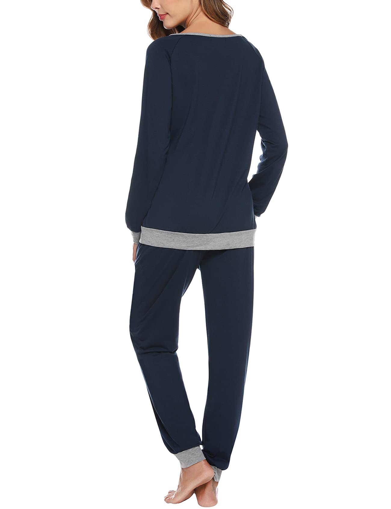 Nieery Pigiama Donna Invernale Cotone Lungo Pigiama Due Pezzi Set Pigiami Donna Leggero ed Elegante Comodo S-XXL