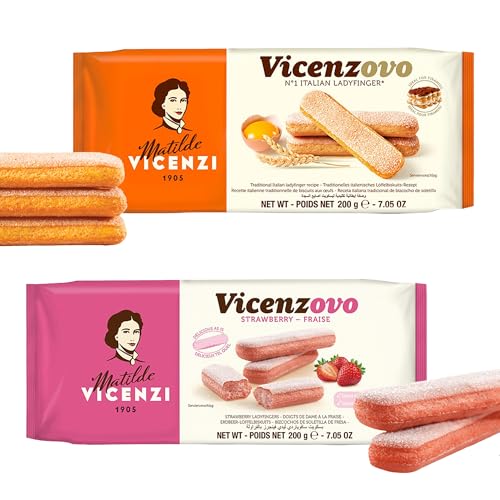Image of Matilde Vicenzi Ladyfingers Original & Strawberry Combo Pack of 2, 400g | Italy's Favorite Ladyfinger | Perfect for Tiramisu & Desserts | GMO-Free & All Natural Ingredients | Light, Crisp & Delicately Sweet
