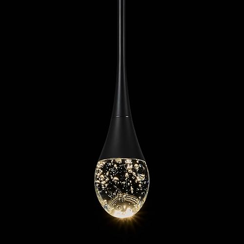 Modernas luces colgantes para isla de cocina, mini lámpara colgante de cristal negro con LED regulable de 4000 K cristal de burbujas, iluminación