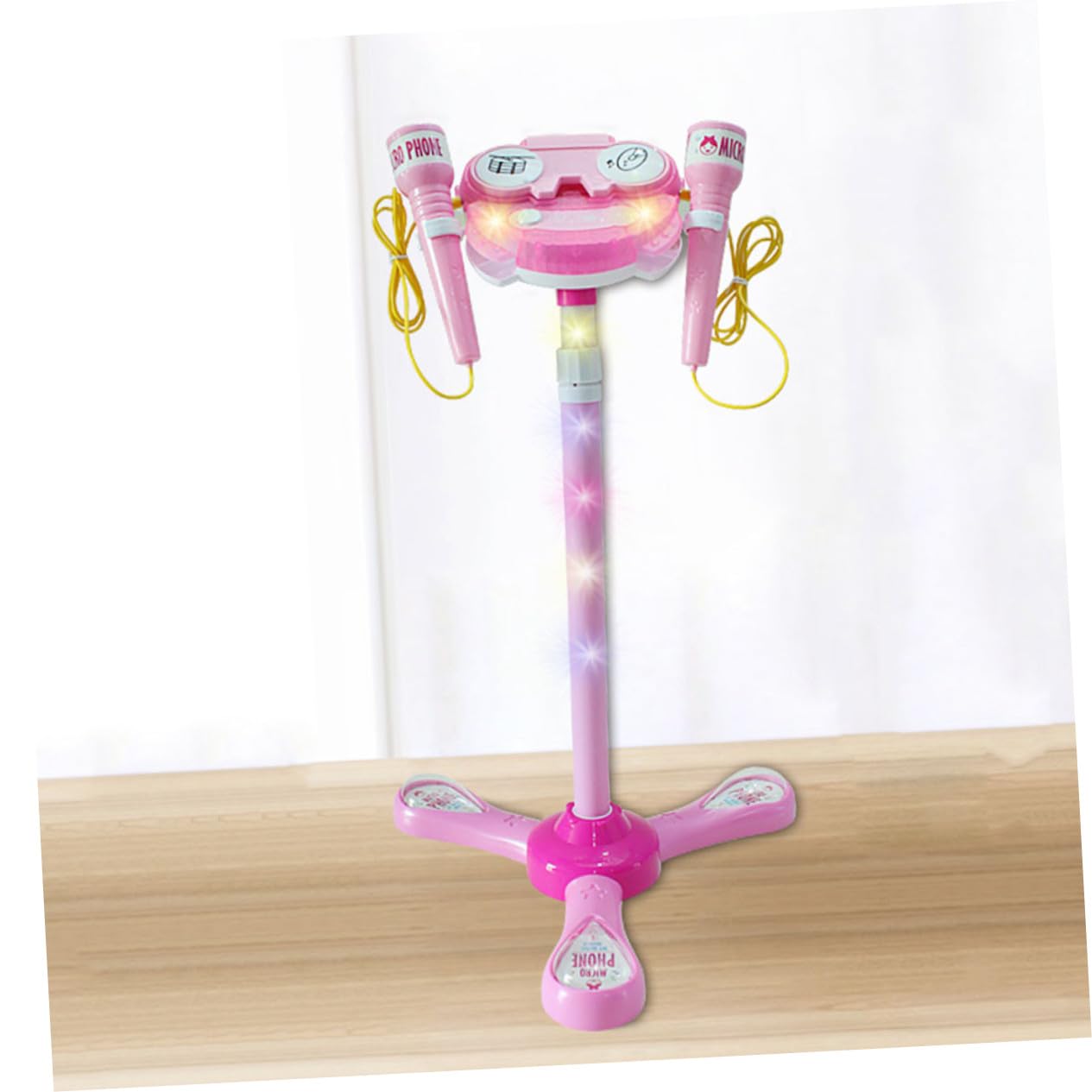 ORFOFE Microfono Giocattolo per Rosa con Illuminazione e Musica Doppi Microfoni Karaoke per Ragazzi e Ragazze Amplificatore e Funzioni Compatibili con Smartphone Gioco Educativo per