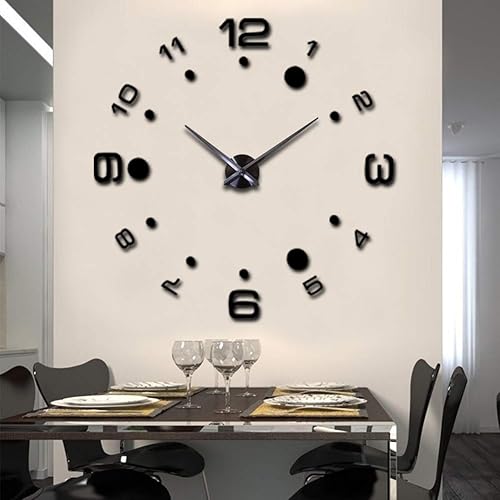 Miniatura 10 de Reloj de Pared 3D DIY Grande Sin Marco Superficie de Espejo Arte de Pared Reloj para Sala de Estar Dormitorio Oficina Hotel Decoración de Pared