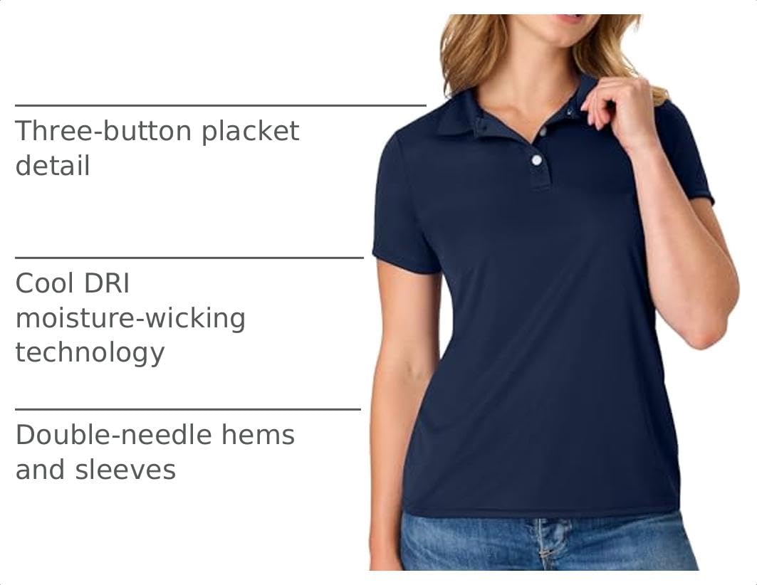 Hanes womens Performance Polo, Single or 3-Pack, Sport Cool DRI Moisture-Wicking Polo Shirt, 40+ UPF Protection image 4