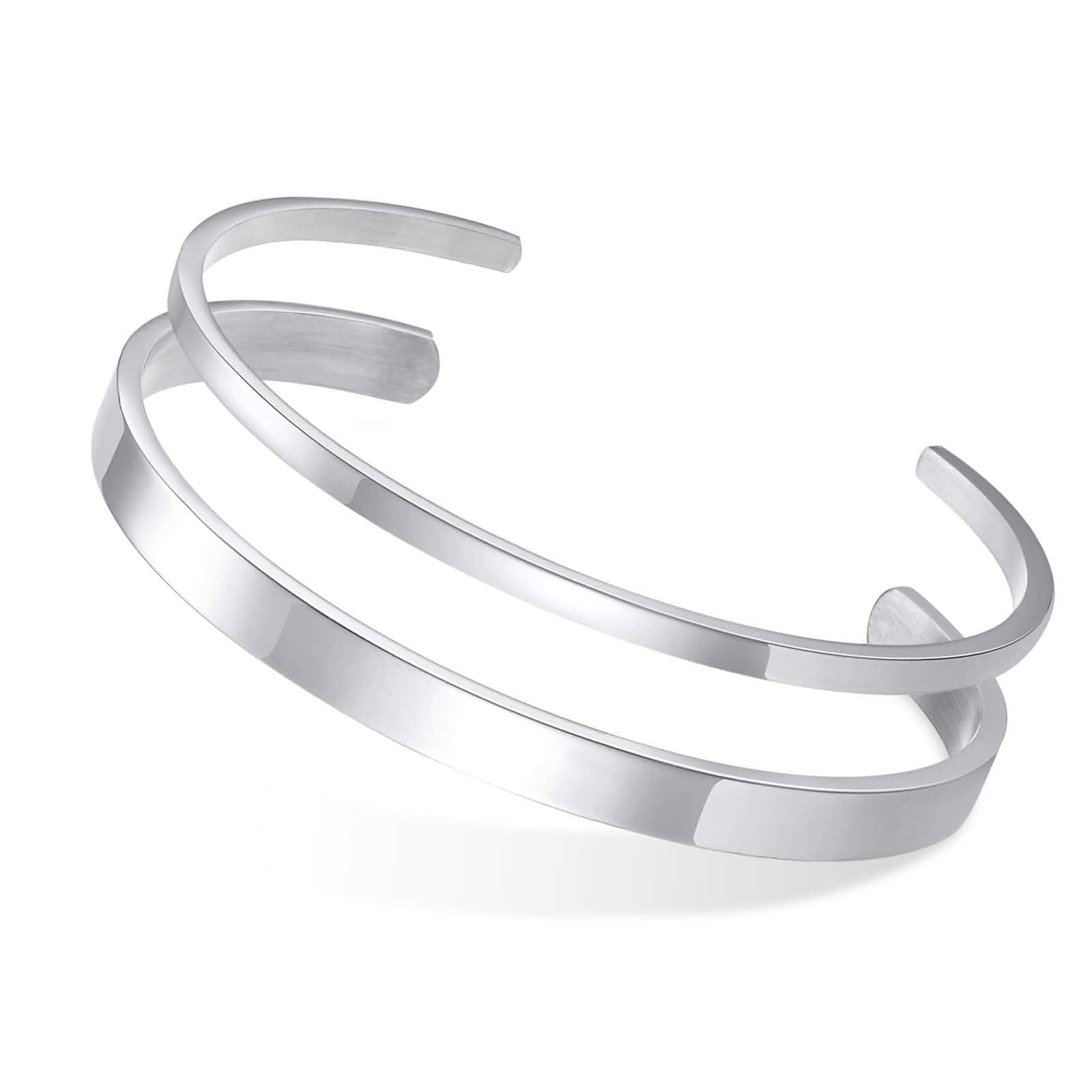 MEALGUET Stainless Steel Mens Cuff Bracelet : Minimal Cool Silver/Black/Gold Plated Open Metal Cuff Bangle Bracelets for Men,Mens Bracelet Jewelry Gift