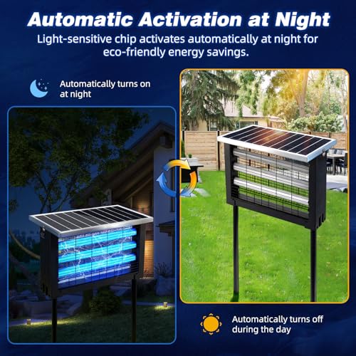 Image of Powerful Large Solar Bug Zapper for 3000 sq.ft with 13FT Extension Cord | Rechargeable Outdoor Mosqutio Killer with 13W Solar Panel, Waterproof Solar Bug Zapper for Patio Garden Backyard RV Camping