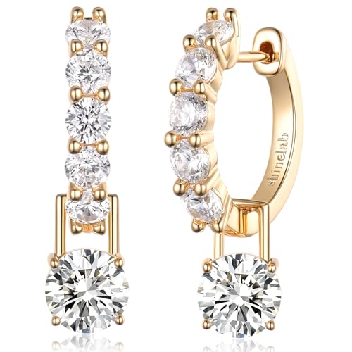 Gold-Plated Silver Plated Chunky Gold Hoop Earrings for Women Emeralds CZ Drop Dangle Earrings Studs Trendy Jewelry