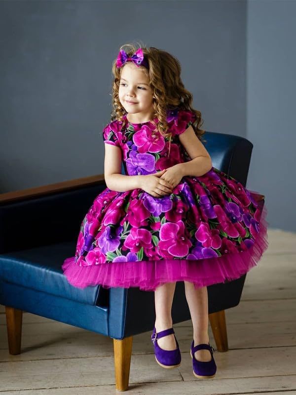 Image of Niren Enterprise Multipatteren Baby Girl's Knee Length Frocks with Digital Prints
